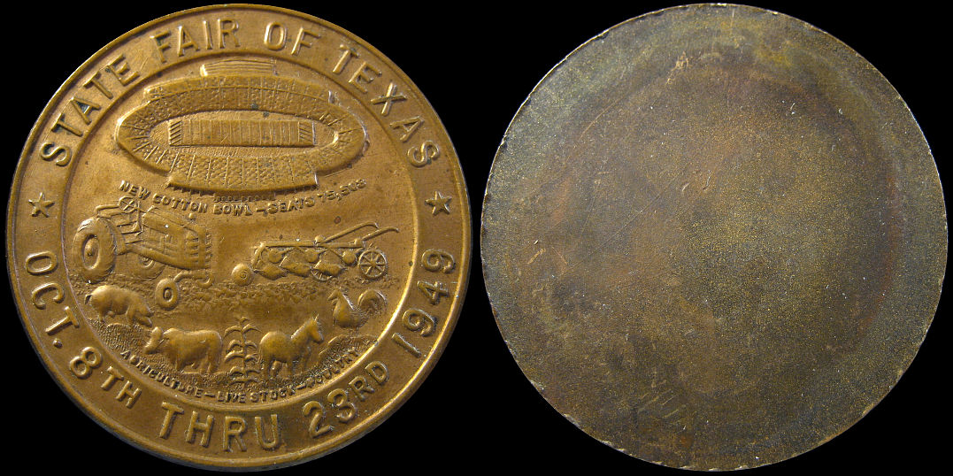 State Fair Of Texas Dallas October 1949 Medal