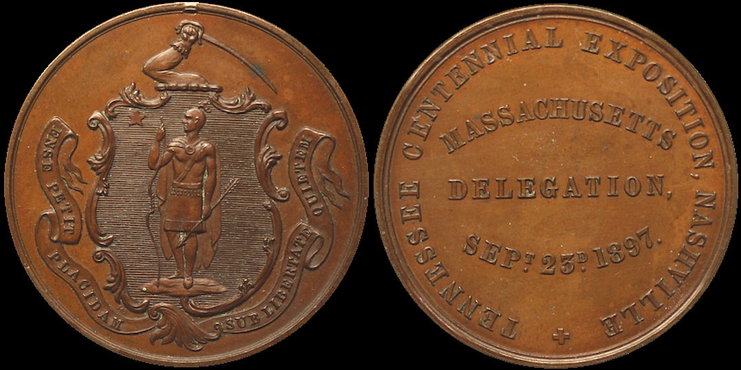 Massachusetts Delegation Nashville Tennessee Centennial Exposition 1897 Medal