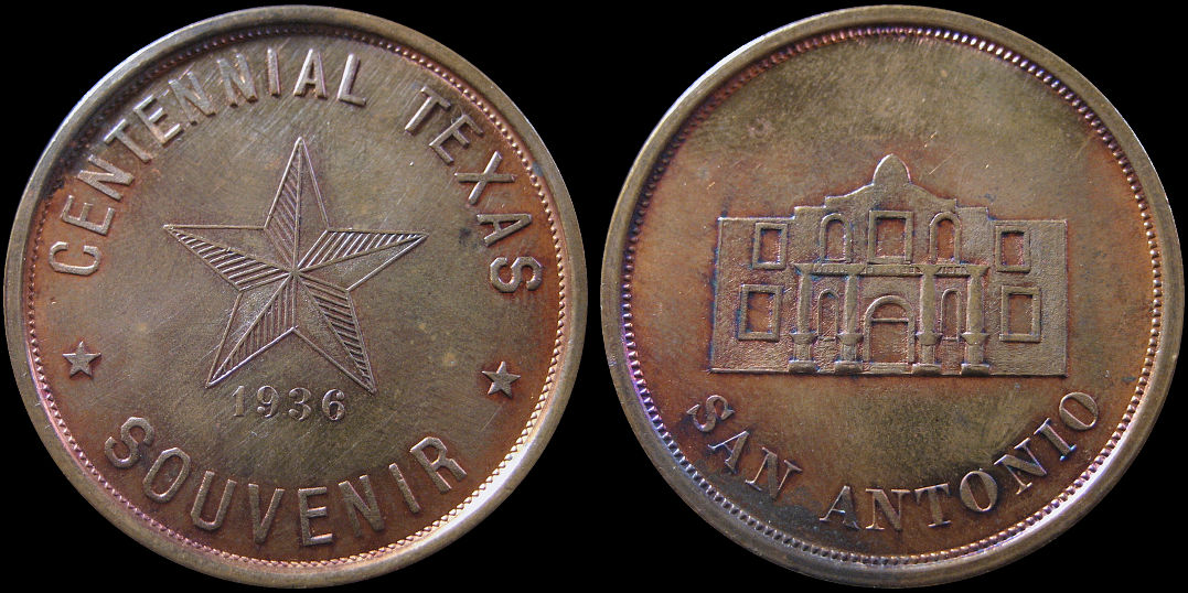 Centennial Texas Souvenir 1936 San Antonio Medal