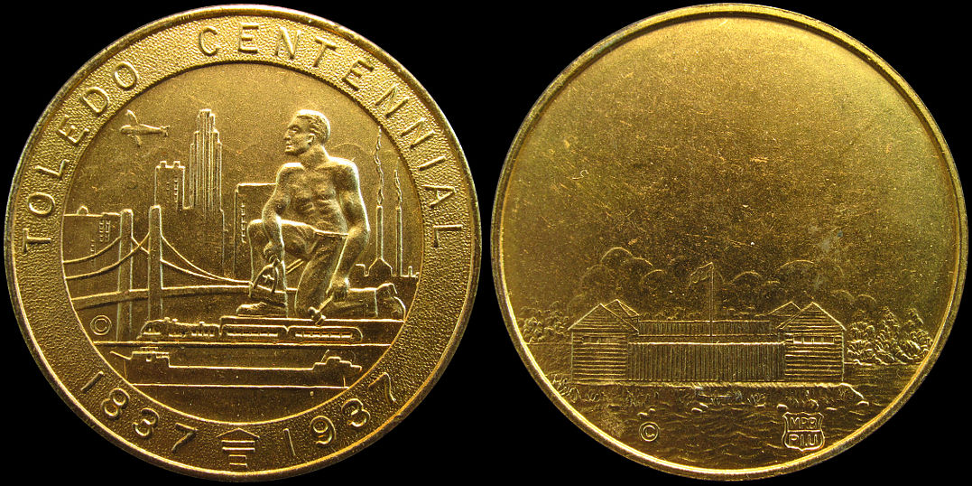 Toledo Centennial 1837-1937 Old Fort Medal