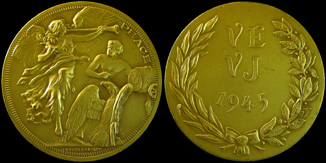 Victory Over Europe Victory Over Japan 1945 Peace Medal
