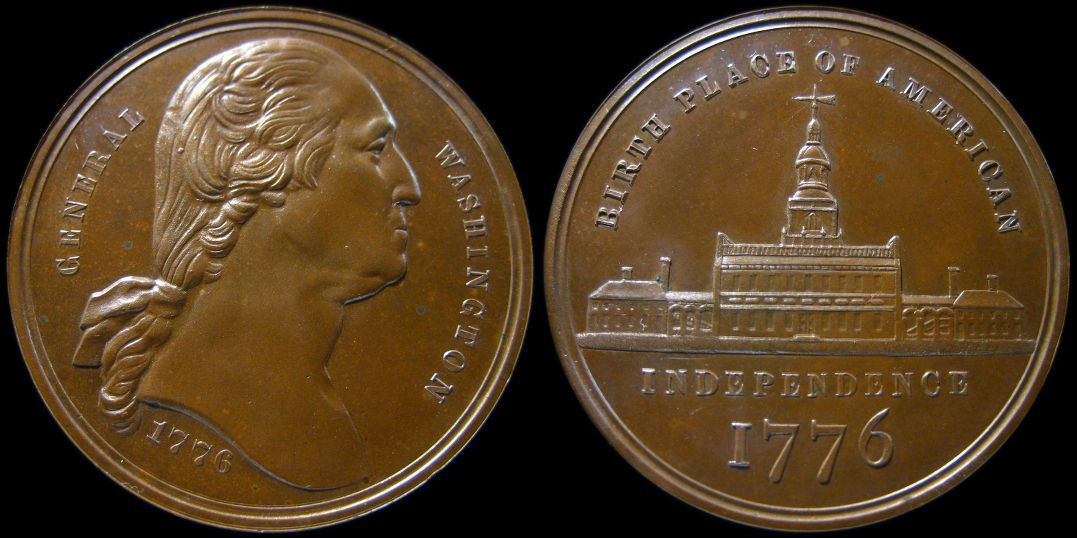 Medal of George Washington 1776 1876 Philadelphia Worlds Fair Baker 394b