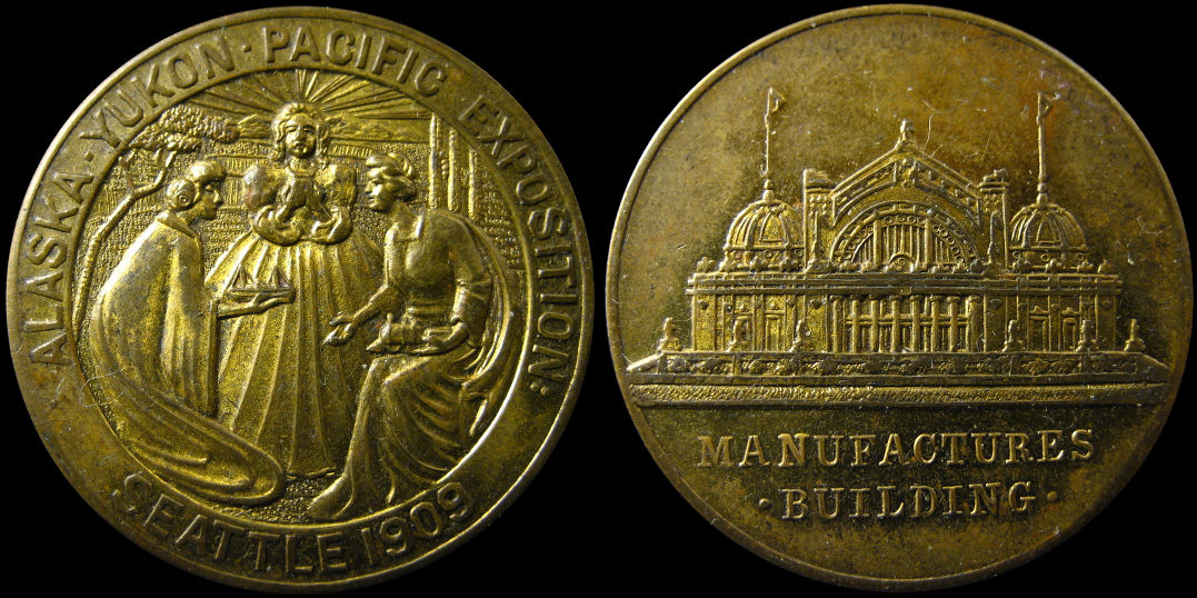 1909 Alaska Yukon Pacific Exposition Manufactures Building Medal